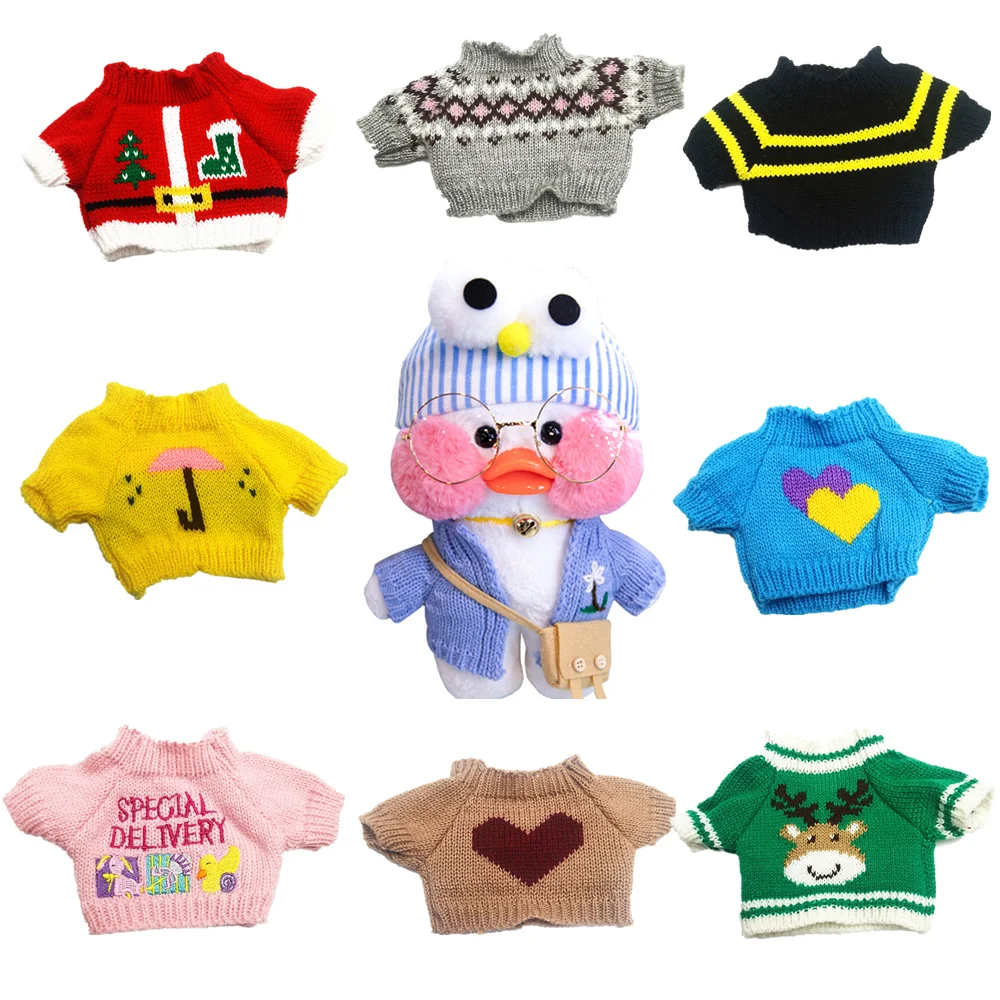 knitted Clothes for 30cm LaLafanfan cafe Duck Plush Dolls Toys Kawaii Stuffed Accessories Kids Girls Birthday Gift 50 knitted dolls