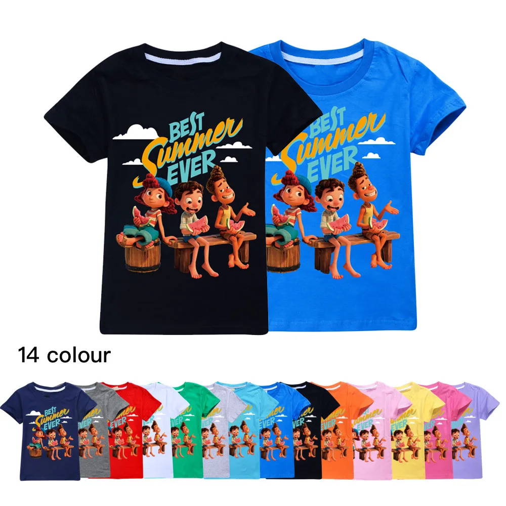 

2-16Y Fashion Toddler 2021 Summer Unisex Luca T-shirt Children Boys Short Sleeves Tees Baby Kids Cotton Tops For Girls Clothes