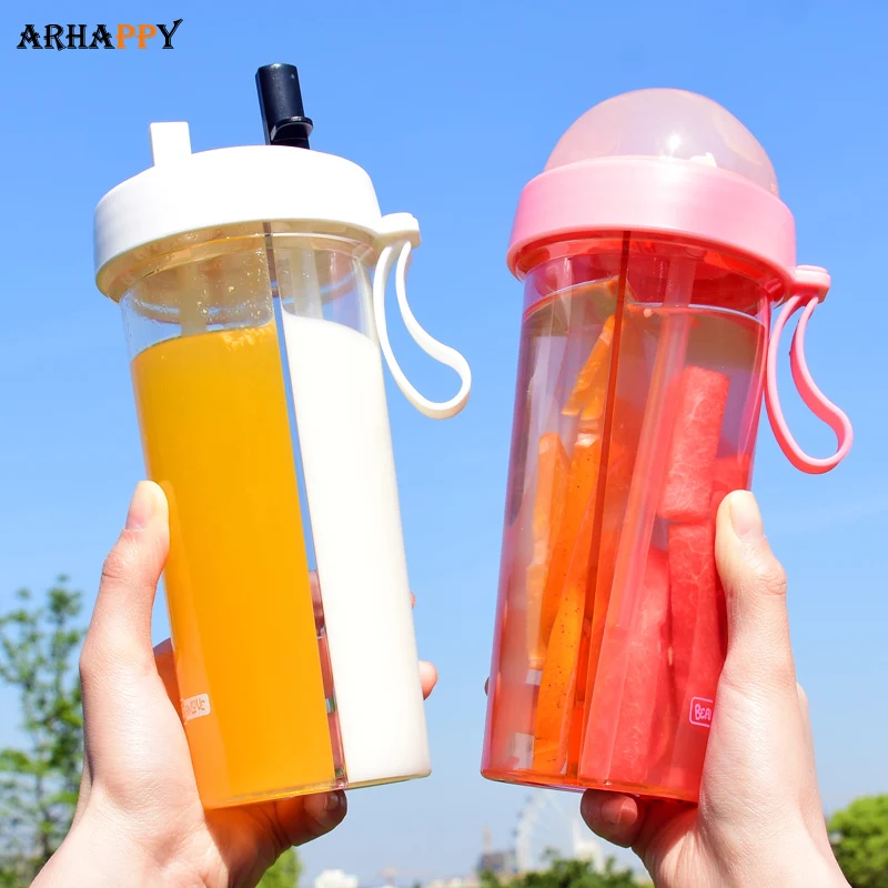 Новинка двойная соломинка бутылка для питьевой воды с соломой креативные