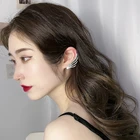 Женские серьги-каффы с крыльями ангела AMORCOME, серьги-каффы без пирсинга, свадебные украшения, 2021