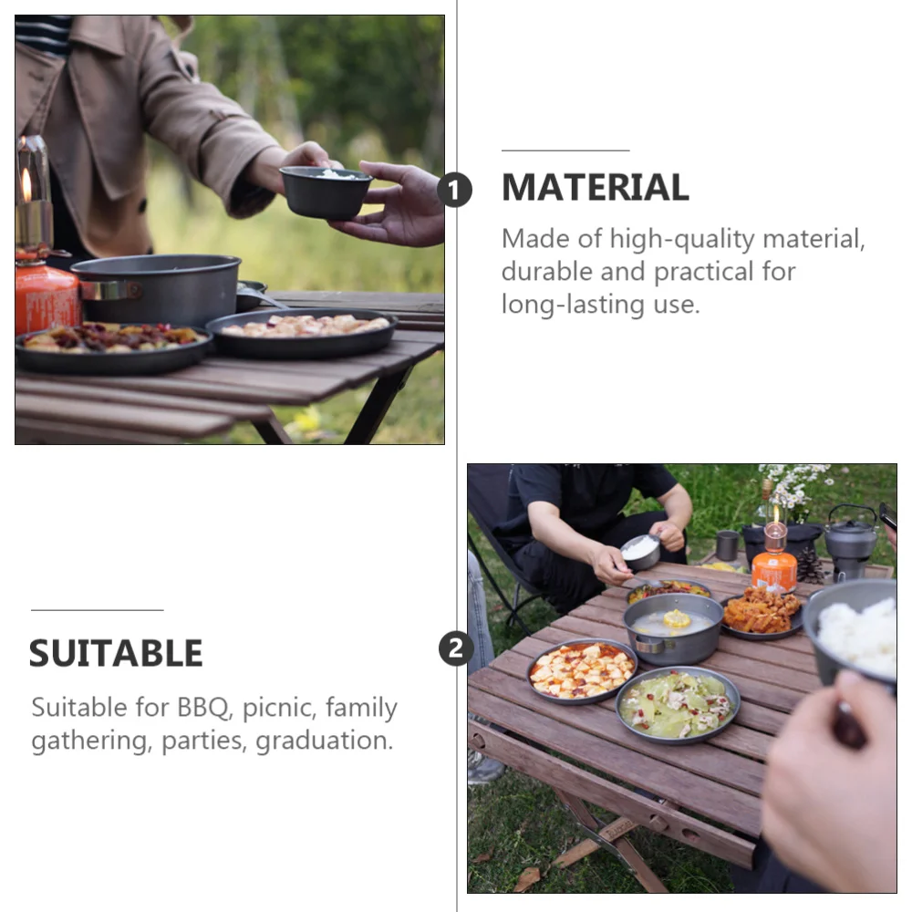 

1pc Metal BBQ Plate Multipurpose Dinner Plate Portable Self-driving Tableware