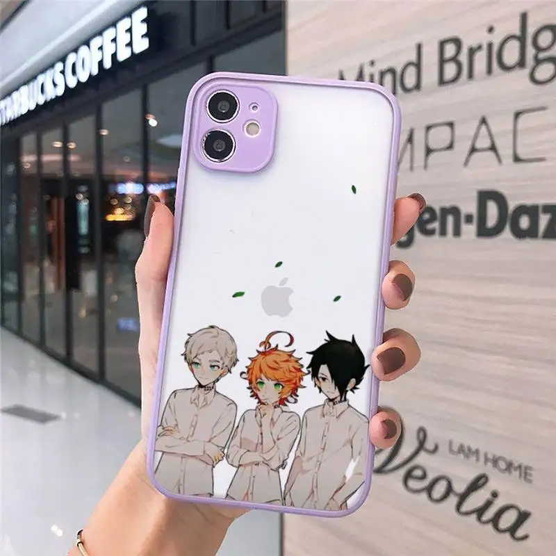 

Anime The Promised Neverland Phone Case Matte transparent For Purple iPhone 12 Mini 11 Pro XR XS Max 7 8 Plus X Back Cover