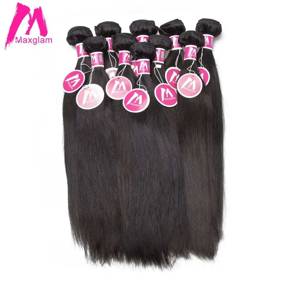 Maxglam Оптовая Продажа Натуральные волосы пучки прямые бразильские переплетения