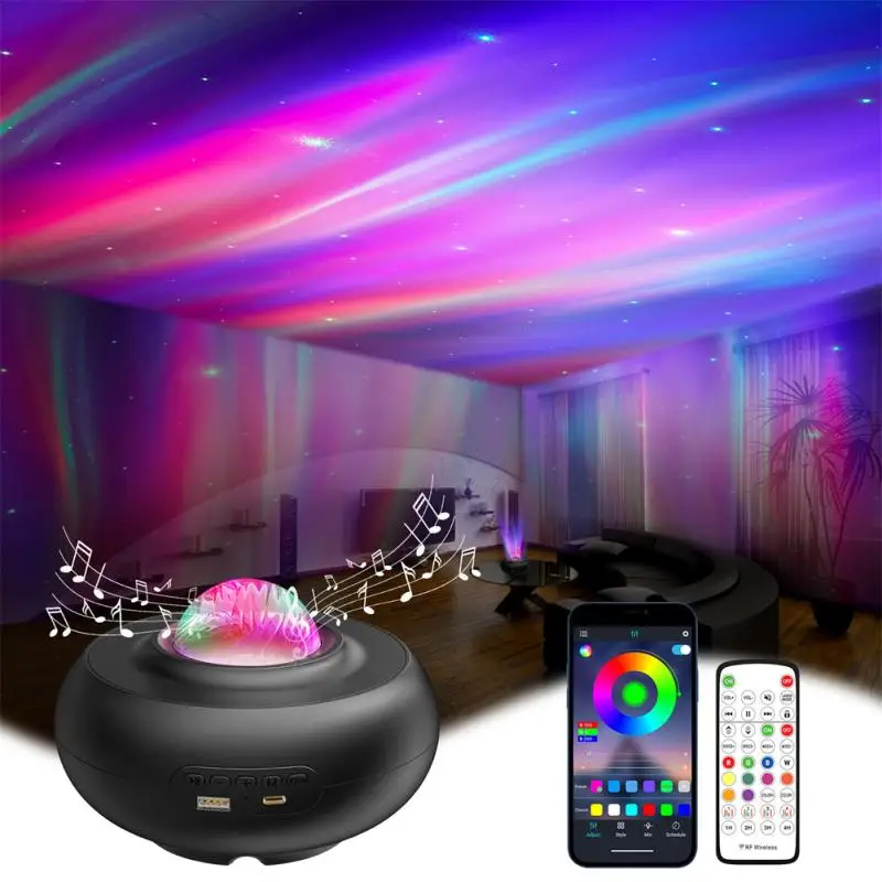 

LED Galaxy Projector Night Light Intelligent Star Projection Lamp Music Remote Control Kid Gift White/black Night Lights Indoor