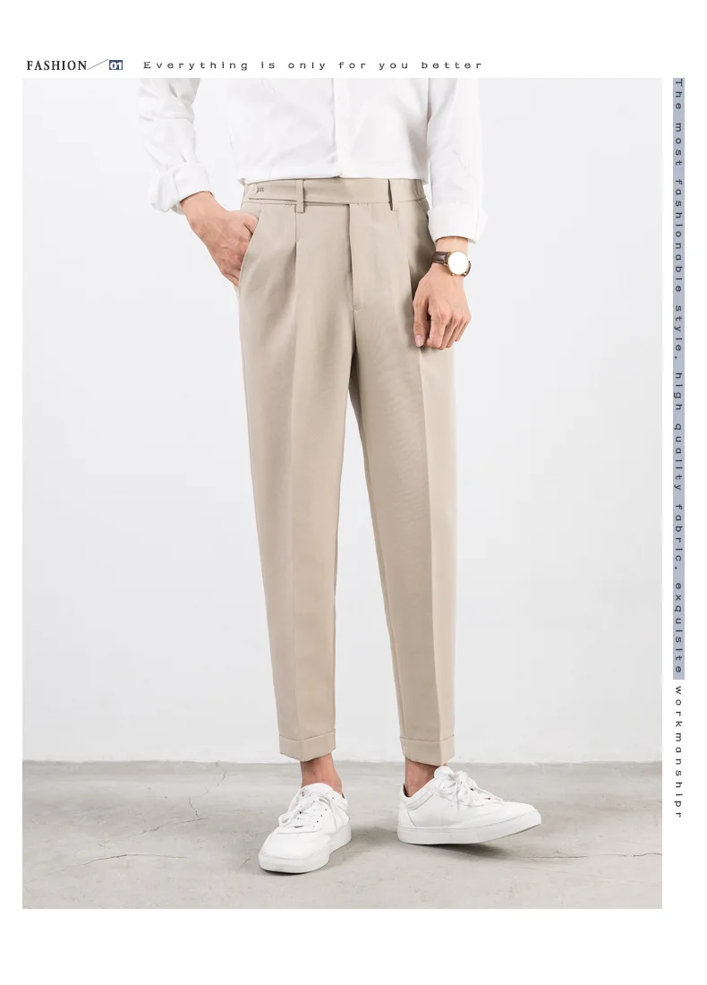 Zogaa Весна Осень Мужчины Платье Брюки для бизнес на каждый день Slim Fit лодыжки длина Pantalon Homme Твердые строгие брюки костюм брюки Новинка
