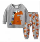 Комплект из 2 предметов, Осенняя детская одежда для девочек, 24M-7Y Детские костюмы 100% хлопковые футболки с длинным рукавом для девочек, с длинными рукавами, костюмы для мальчиков, пижамы с персонажами из мультфильмов, топы и штаны