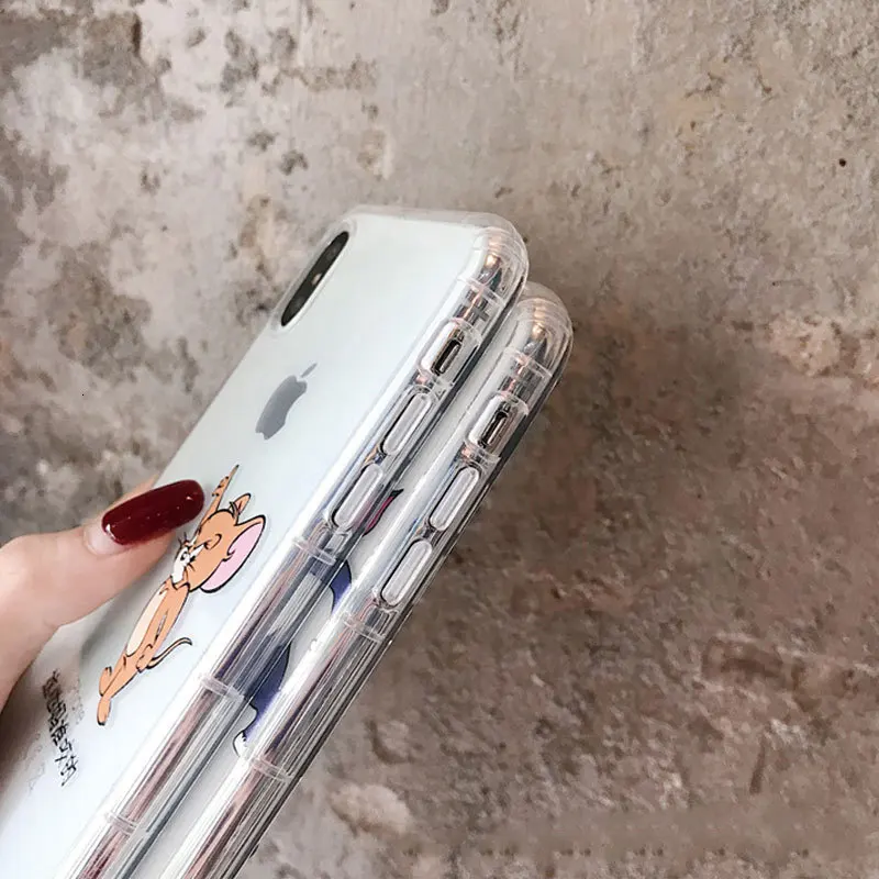 Милый чехол для телефона с котом и мышкой iPhone X XS XR XSMax 8 7 6 6S PluS мягкий силиконовый