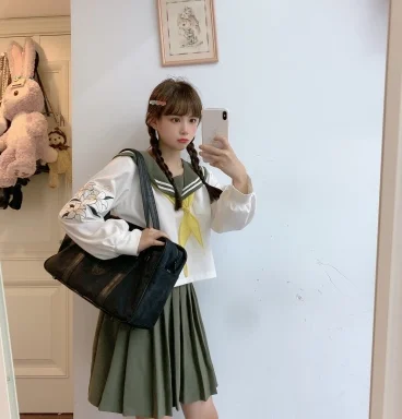 Униформа для студентов колледжа jk милая фотография матросский воротник топ с