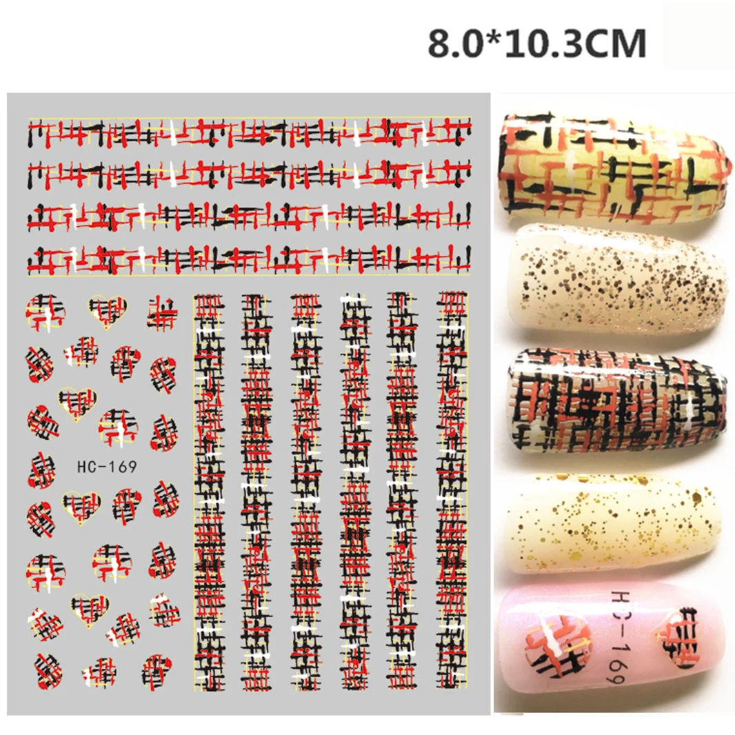 

Наклейки для дизайна ногтей, 1 шт., зимние твидовые полоски, клейкие украшения для дизайна ногтей, Геометрические линии, модные наклейки для ...