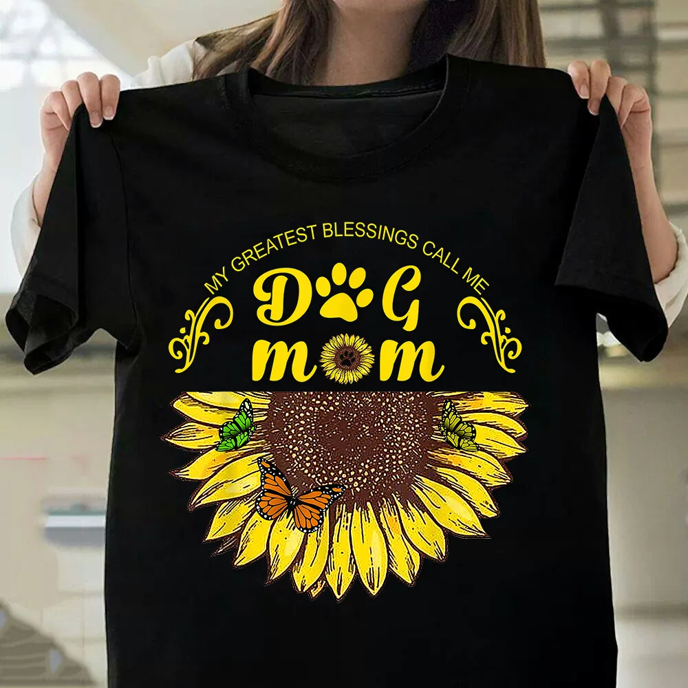 

Собака I Love MAMA с принтом в виде подсолнухов, женская футболка с коротким рукавом и круглым вырезом, свободные женские футболки одежда Camisetas ...