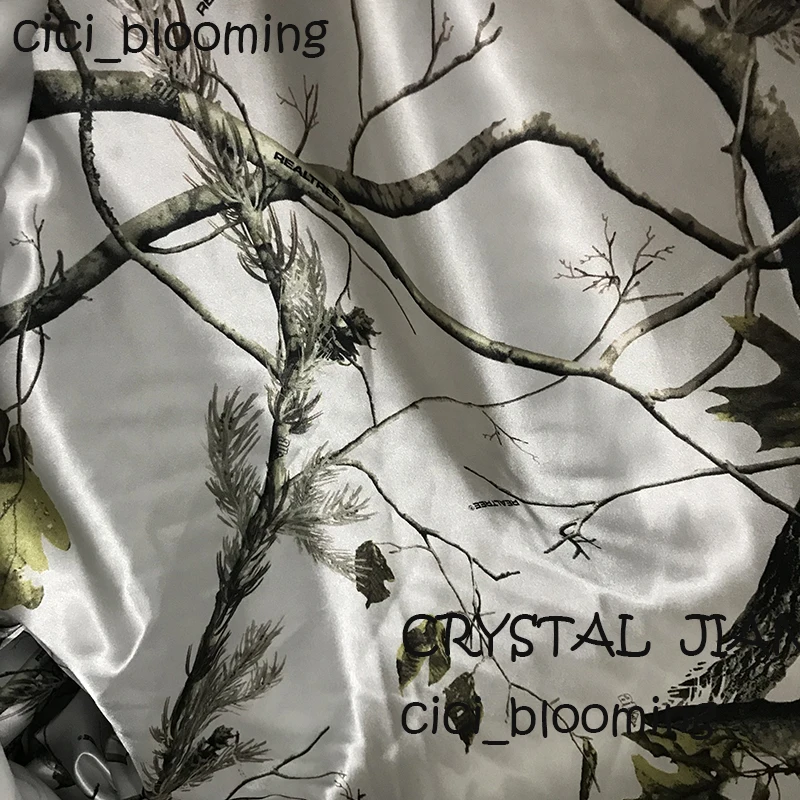 Белый снежный камуфляж Свадебная атласная ткань|Наклейки на одежду| |