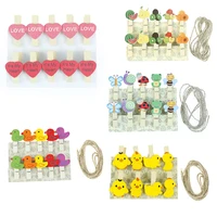 810pcspack heart duck fruit annimal shape wood clips office binding decoration supplies heart mini wood clothespin clips