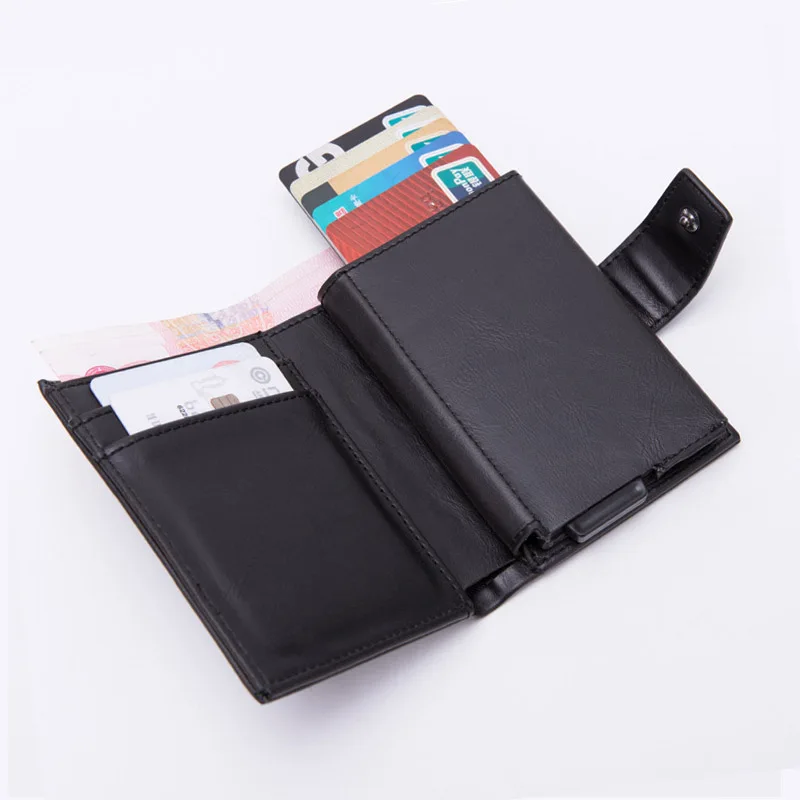 Black DIENQI Rfid мужские кошельки, Классический держатель для карт, кошелек, мужской кошелек, кошелек на молнии, большой бренд, роскошный черный кожаный кошелек для мужчин - Цвет: Black