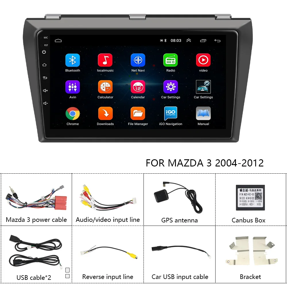 Автомагнитола Podofo 2 Din Android 8 1 GPS Wi Fi четырехъядерный процессор для Mazda 3 2004
