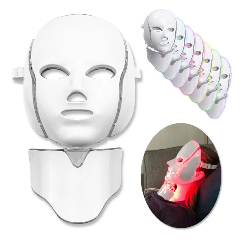 7 цветов Электрический светодиодный фотоновая маска для лица терапия омоложение