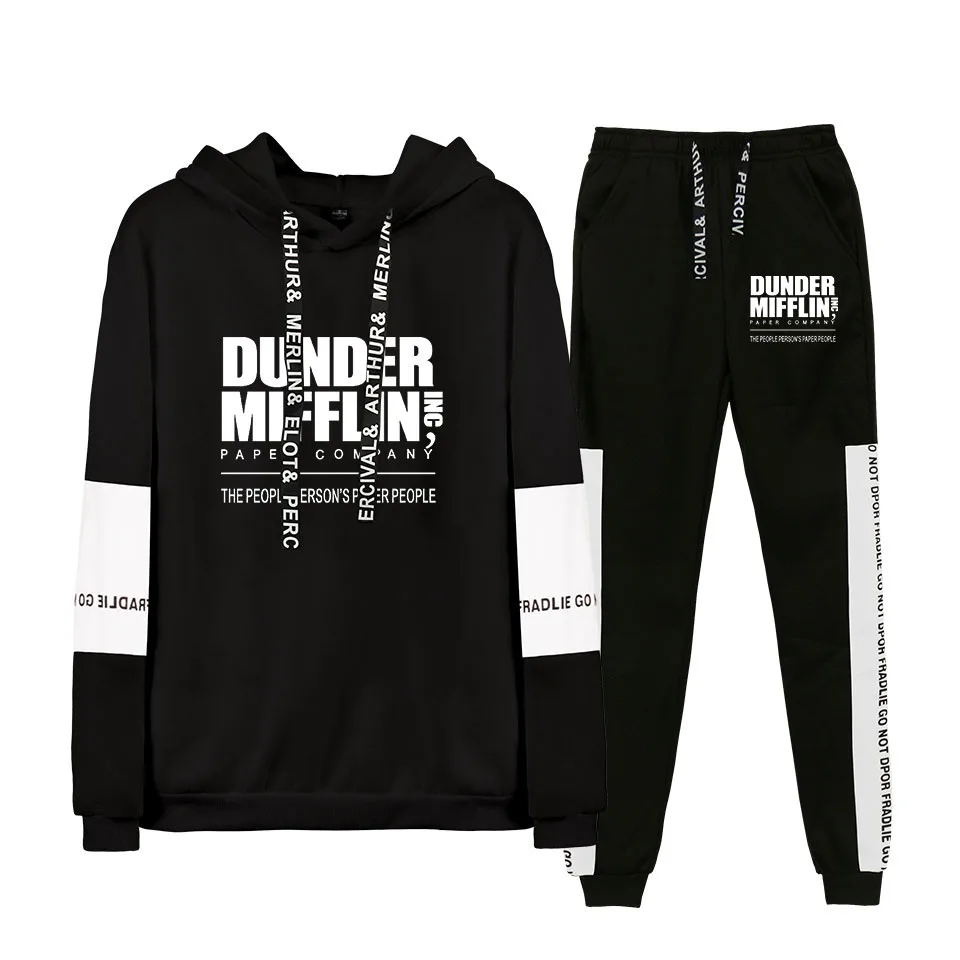 

Hot Tracksuit The Office TV Show Dunder Mifflin Custom Tracksuit Two Piece Set Hoodies+sweatpants Streetwear Clothes Hoodies