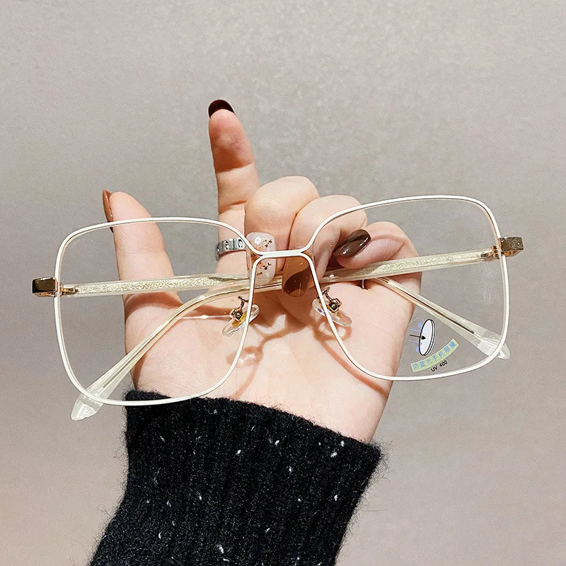 

Yooske Anti Blauw Licht Bril Met Grote Frame Vintage Vierkante Brillen Optische Lenzen Voor Vrouw Mannen Metalen Brilmonturen