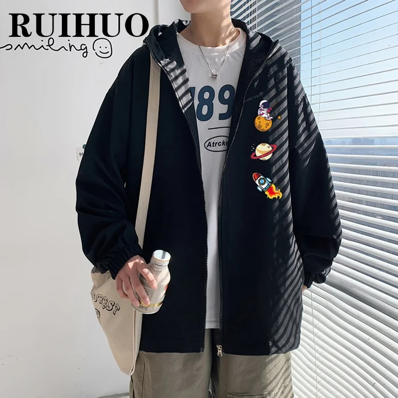 

Повседневная Уличная одежда RUIHUO с принтом, мужская куртка, японские Бомберы, пальто разных размеров в стиле Харадзюку, весна 2022, Новое посту...