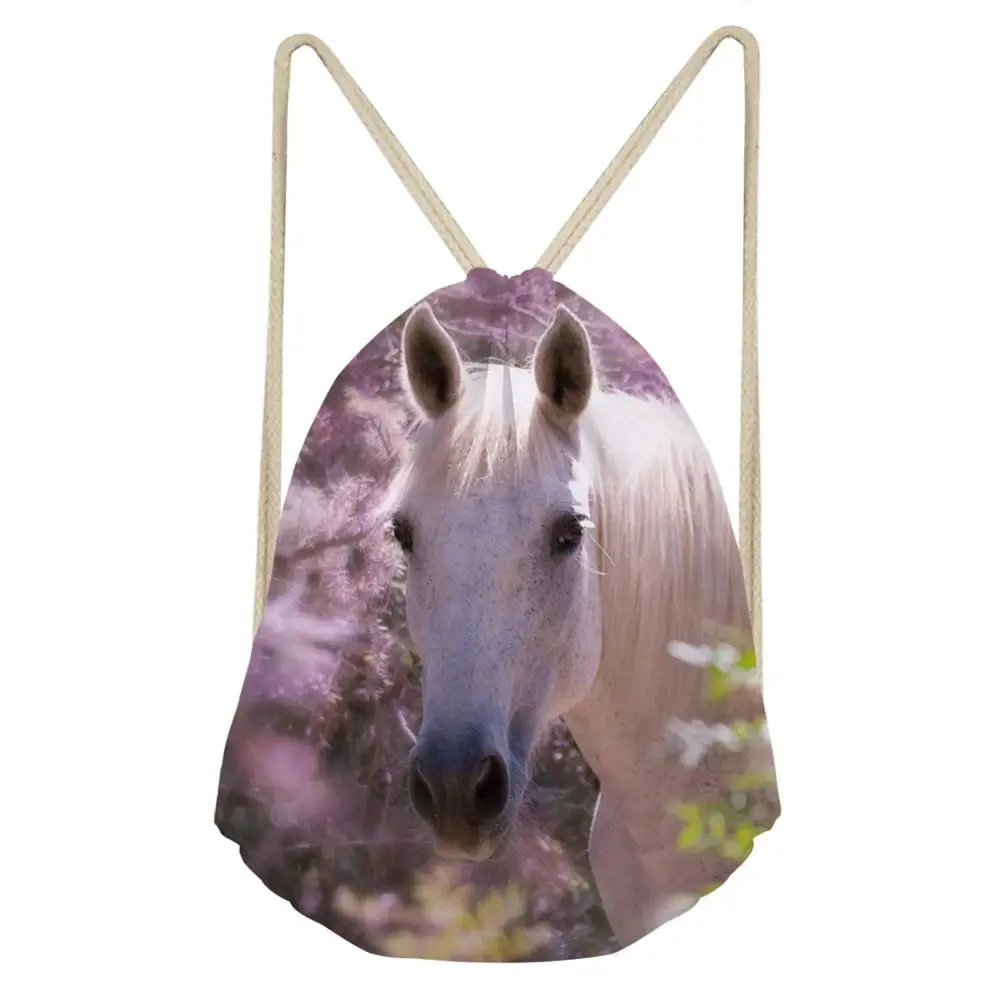 Женский дорожный рюкзак HaoYun на шнурке с принтом цветов лошадей пляжных туфель