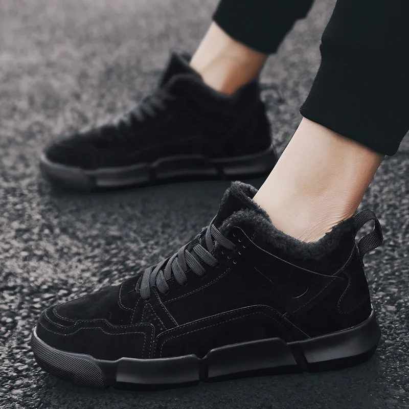 Мужские ботинки на флисовой подкладке теплые мотоциклетные плюшевая теплая