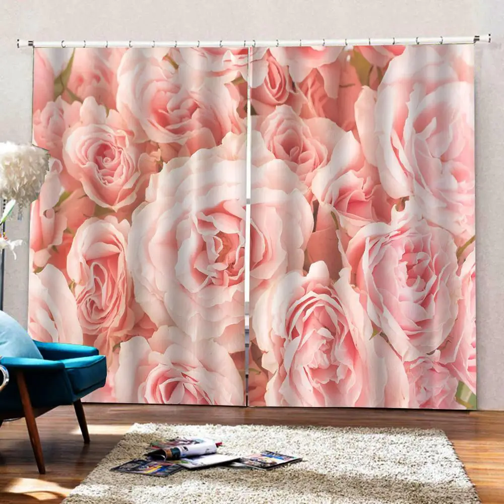 Романтические занавески в виде роз для гостиной спальни свадебной комнаты 3D