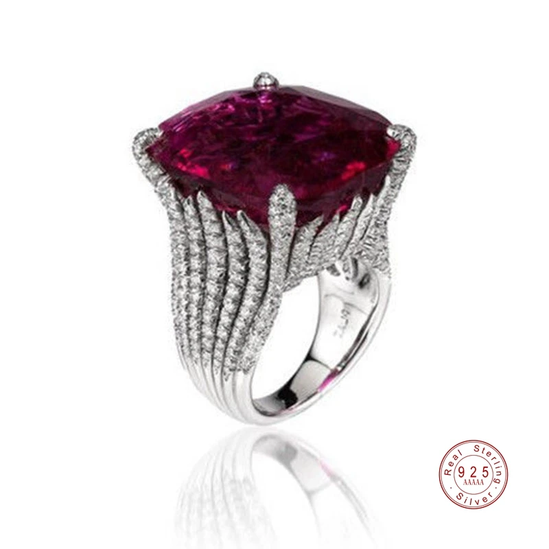 Классическое роскошное Настоящее твердое кольцо из серебра 925 пробы 3 карата AAA +