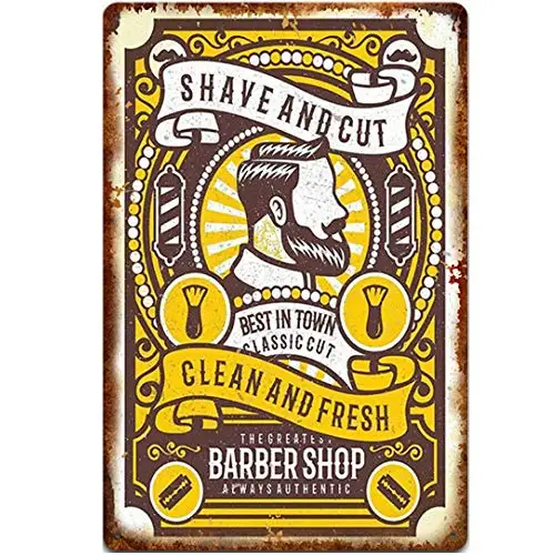 

Original Retro Design Tin Metal Signs Wall Art | Thick Tinplate Print Poster Wall Decoration for Barber Shop
