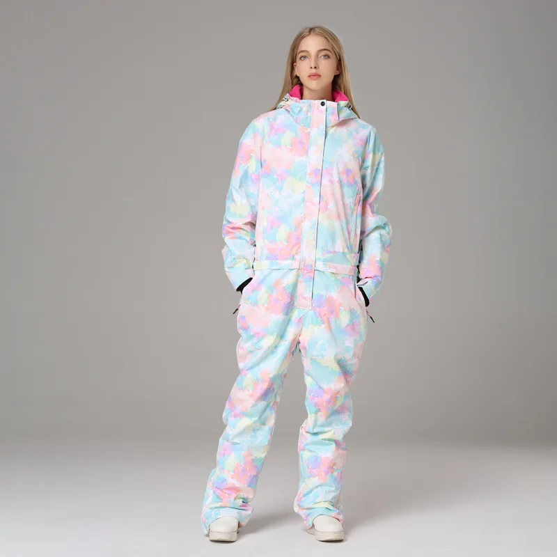 

Women Winter Onesies Ski Jumpsuit Outdoor Sports Snowsuit Fur Collar Coat Jumpsuit with Hoodies Ski Jackets and Pants