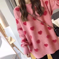 sweater womens loose jacket fall winter love pullover long sleeve lazy style net red fashion retro knit top 2020 new hot sale