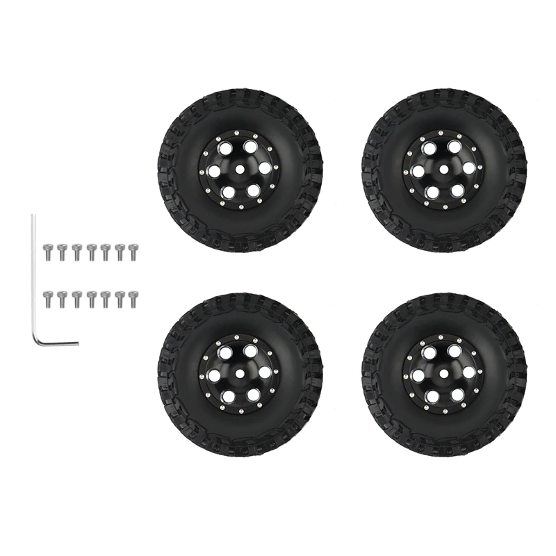 

4PCS 1.0 Beadlock Metal Wheels and Tires for 1/24 RC Crawler Car Axial SCX24 90081 AXI00001 Upgrade Parts