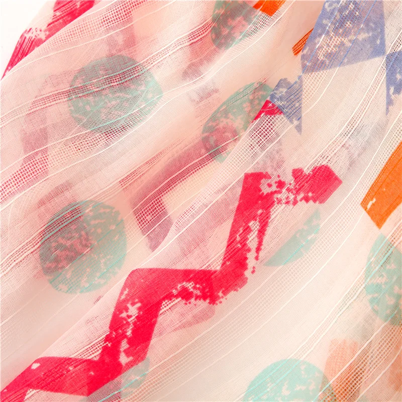 

Luxury brand silk scarves women scarf spring red blue colour pattern quality cotton hemp Long Beach sunscreen Shawl
