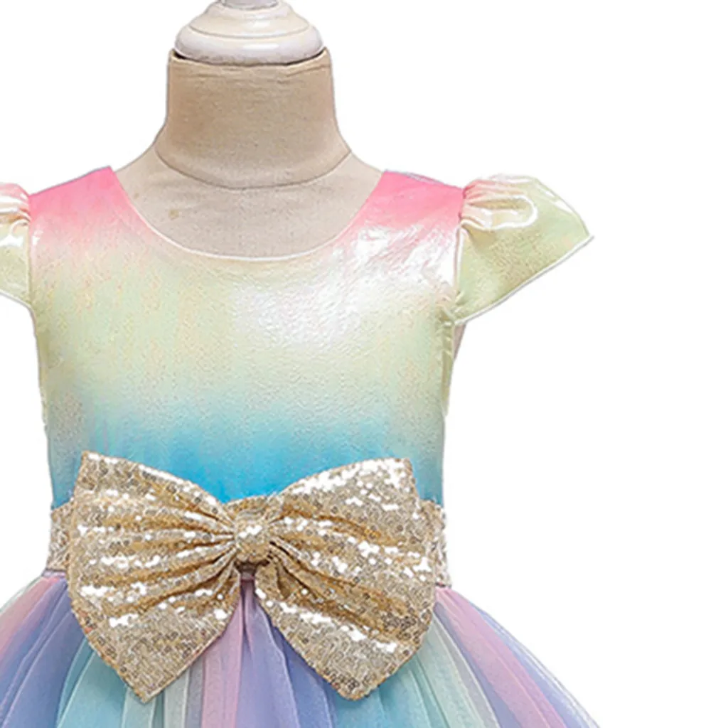 Детское платье для подружки невесты с блестками и бантом | Детская одежда обувь