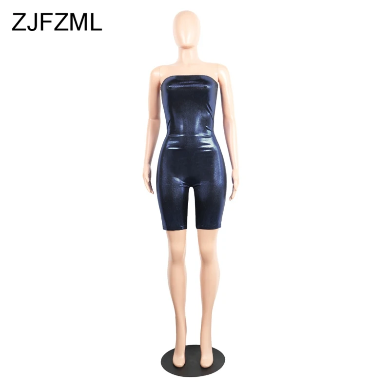 Сексуальный женский комбинезон без бретелек с блестками цельный элегантный