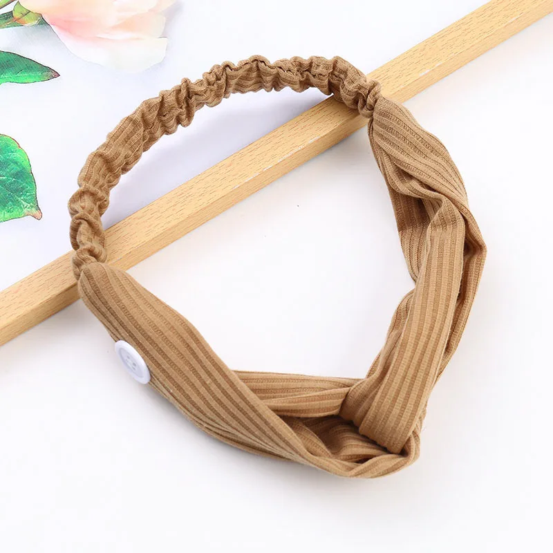 Повязка на голову женская с пуговицей из мягкой ткани аксессуар для волос |