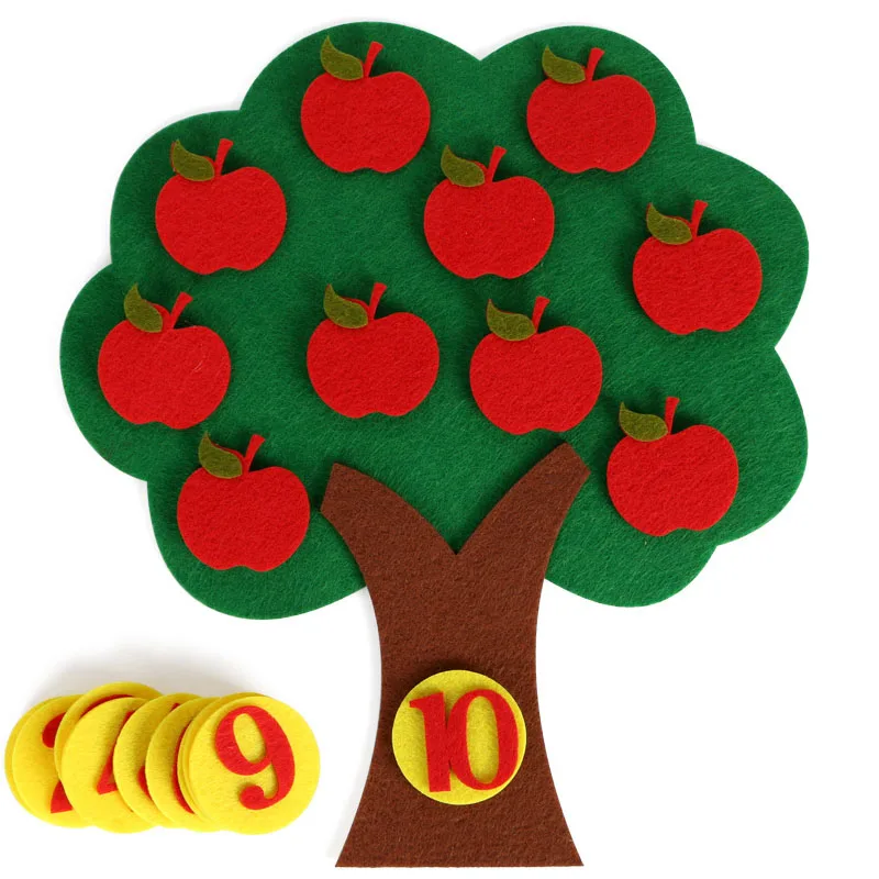 

Apple Tree Education Toy Montessori Math Numbers Kids Children Kindergarten Early Learning Aids Felt DIY Craft Jouet Enfant