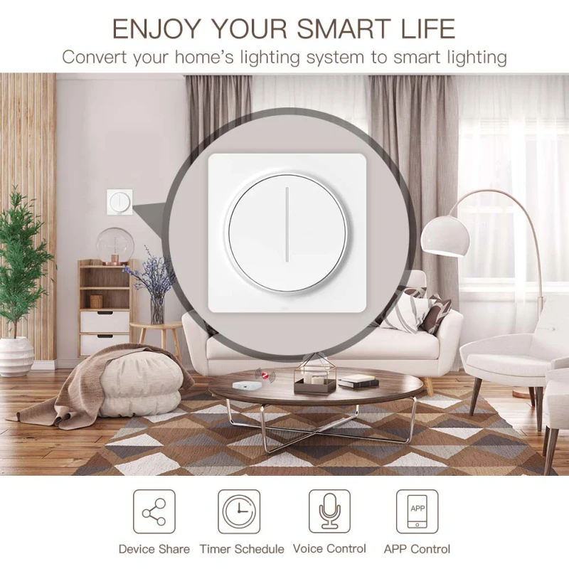 

New WiFi Smart Rotary/Touch Light Dimmer Switch Smart Life/Tuya APP Remote Control Works With Alexa Google Voice Assistants EU