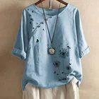 Женская блузка с принтом бабочки размера плюс, Свободная Повседневная летняя блузка с полурукавами