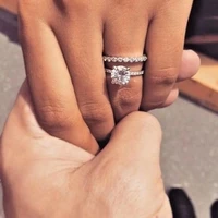 simple zircon couple ring jewelry fashion mens and womens engagement ring