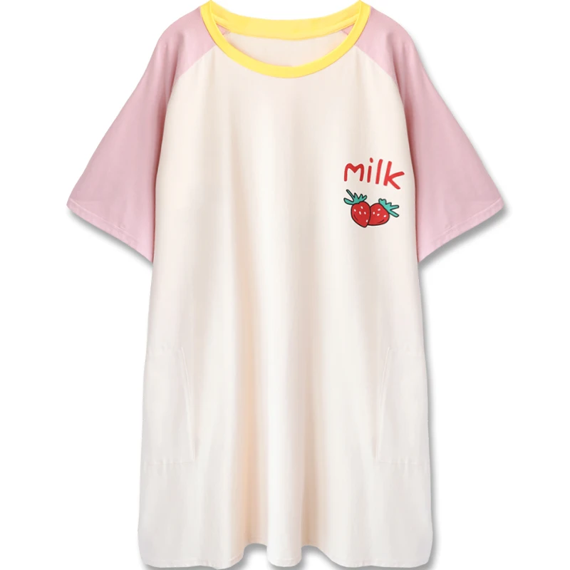 Японское кавайное платье футболка для девочек подростков летние повседневные