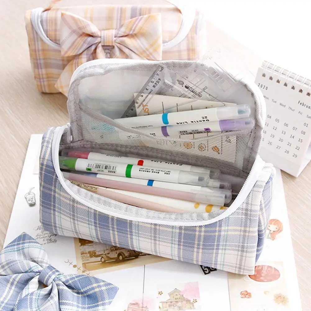 Girl's Heart High-value Large-capacity Grid Pencil Canvas Kawaii Detachable Case Japanese JK B1V2 | Канцтовары для офиса и