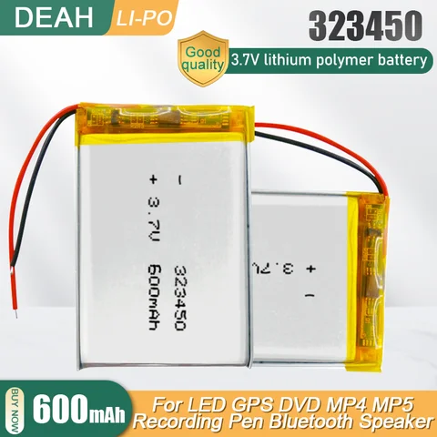323450, 3,7 в, 600 мА · ч литиевая полимерная аккумуляторная батарея для MP3 MP4 MP5 GPS DVD DVR PSP LED E-Book Smart Watch Li-Ion Li-Po Cell