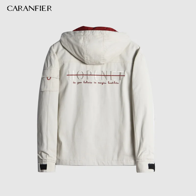 Осенняя повседневная мужская куртка с капюшоном CARANFIER пальто куртка-бомбер