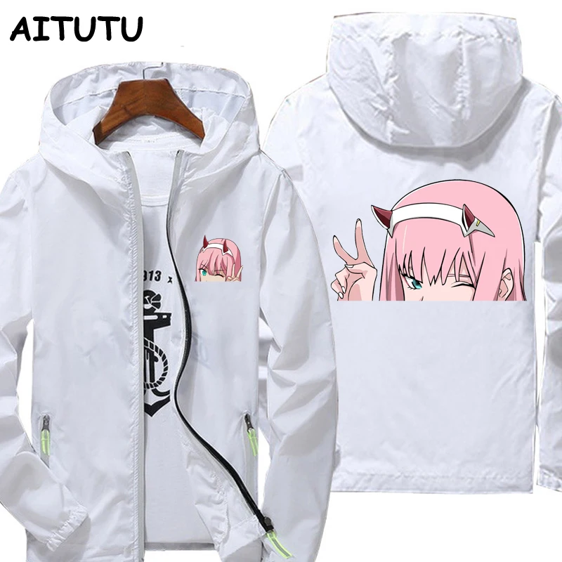 

Spring summer jacket for men and women casual windbreaker zipper thin hooded men's jacket Darling in the Franxx Anime print