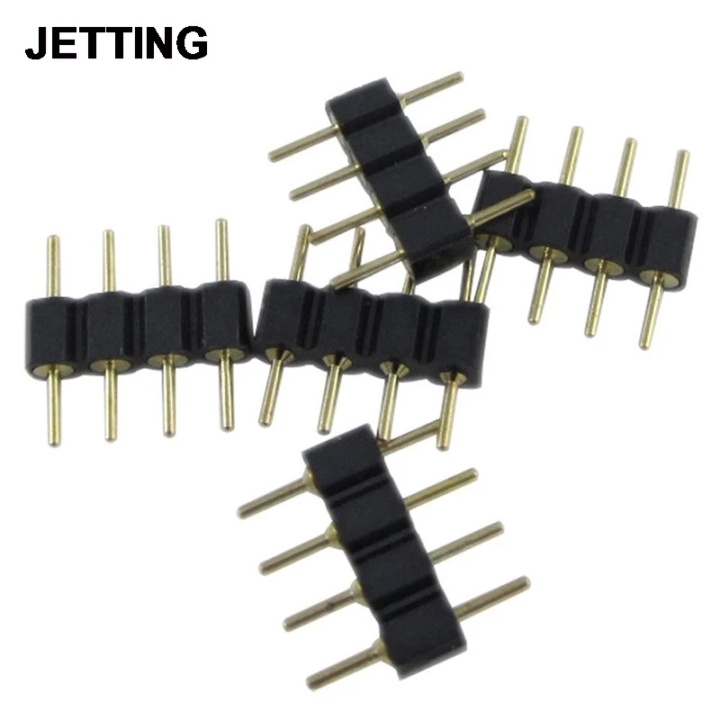 

10pcs/lot LED 4pin RGB connector 4 pins needle male type double 4pin DIY small part For LED SMD RGB 5050 3528 Strip