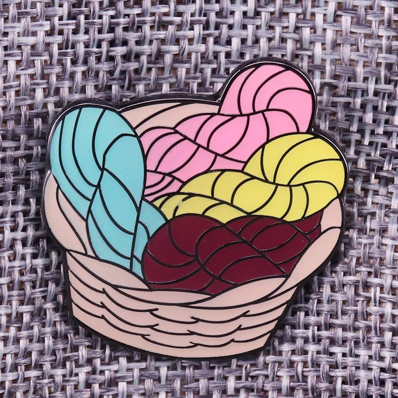 Пряжа корзина значки вязание крючком Эмаль Булавка прекрасный трикотаж стильный