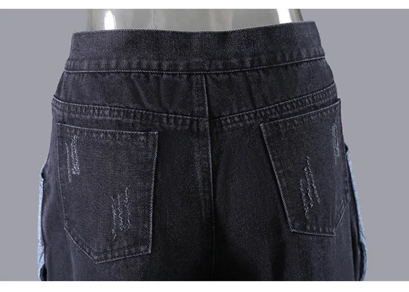 

[EAM] High Waist Black Contrast Color Long Wide Leg Jeans New Loose Women Trousers Fashion Tide Spring Autumn 2021 1DD9712