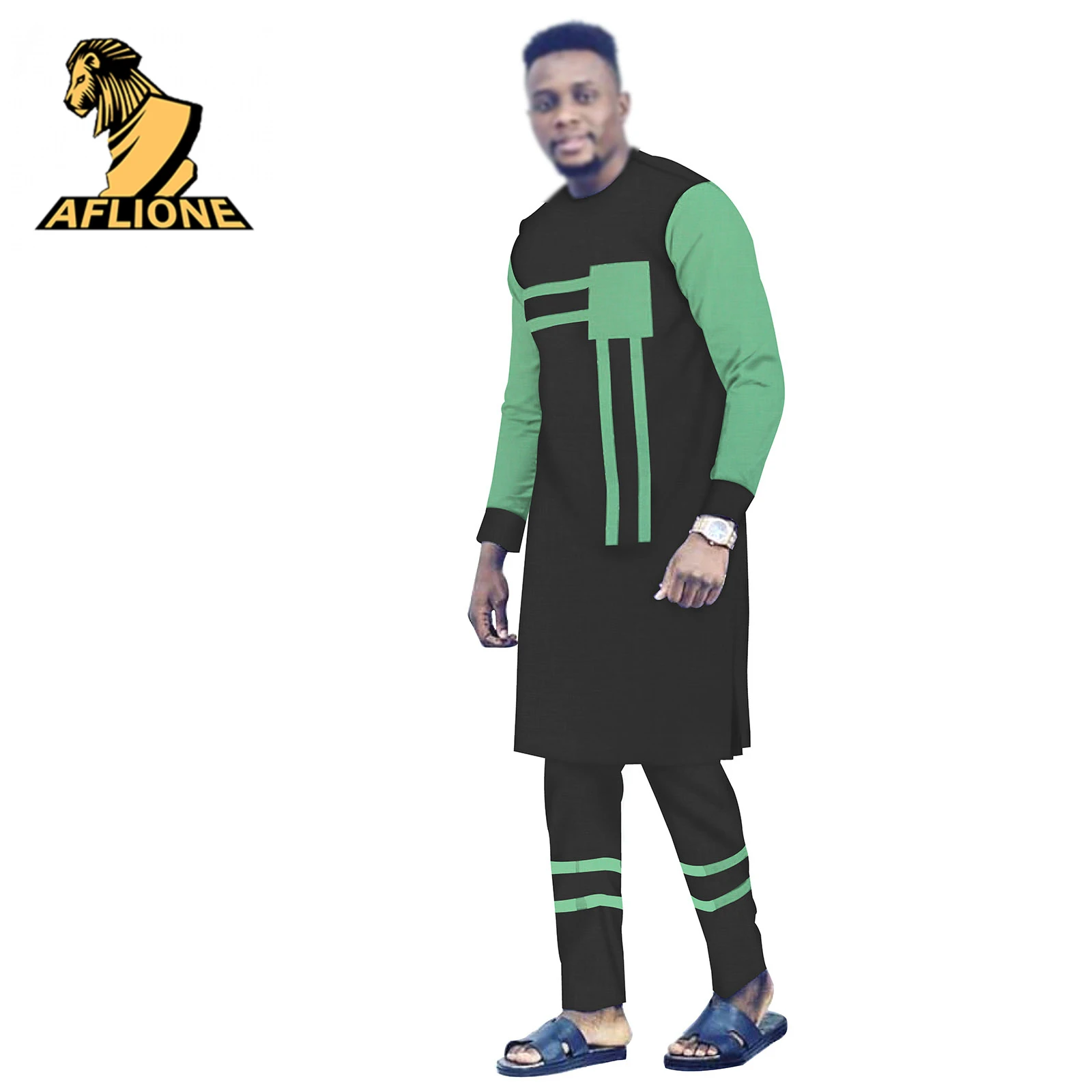 

African Hippie Clothes For Men Dashiki 2021 New Spring Loose Outfit American Bicolor Wax Colorful Hombre Rich Bazin 2 Piece Set