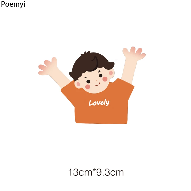 

Poemyi Parent-child Cartoon Stickers Appliques on Clothes Cute Iron on Letter Patches for Clothing Hoodies Vinyl Heat Transfer R