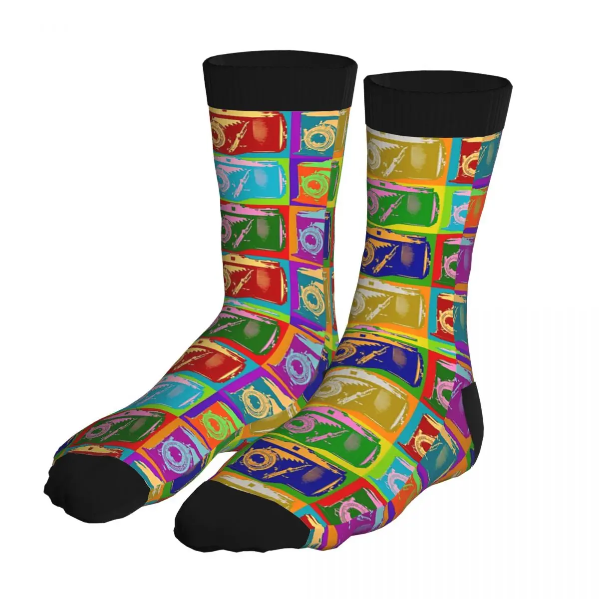 

Men's Camera Pop Art Retro Graphic Camera Photographer Socks 5% Spandex Tops Vintage Socks Middle Tube Socks Men's Socks