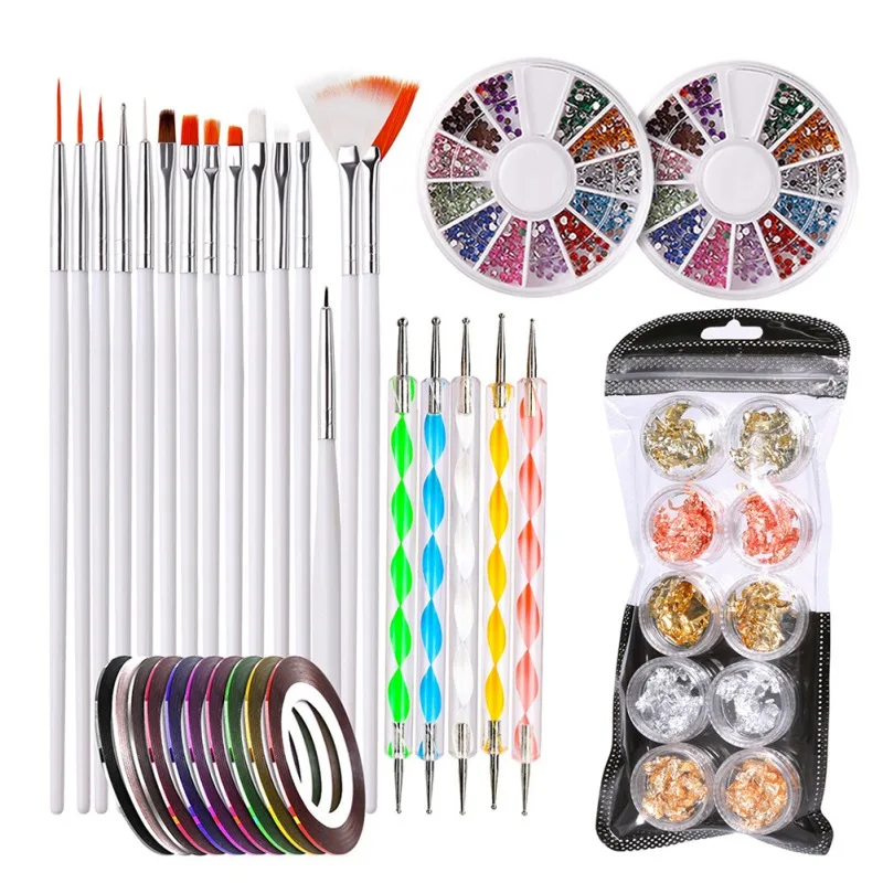 

Инструмент для дизайна ногтей, ручка для дизайна ногтей, цветные Стразы для ногтей, наборы для украшения ногтей с 15 шт. кистей для маникюра, н...